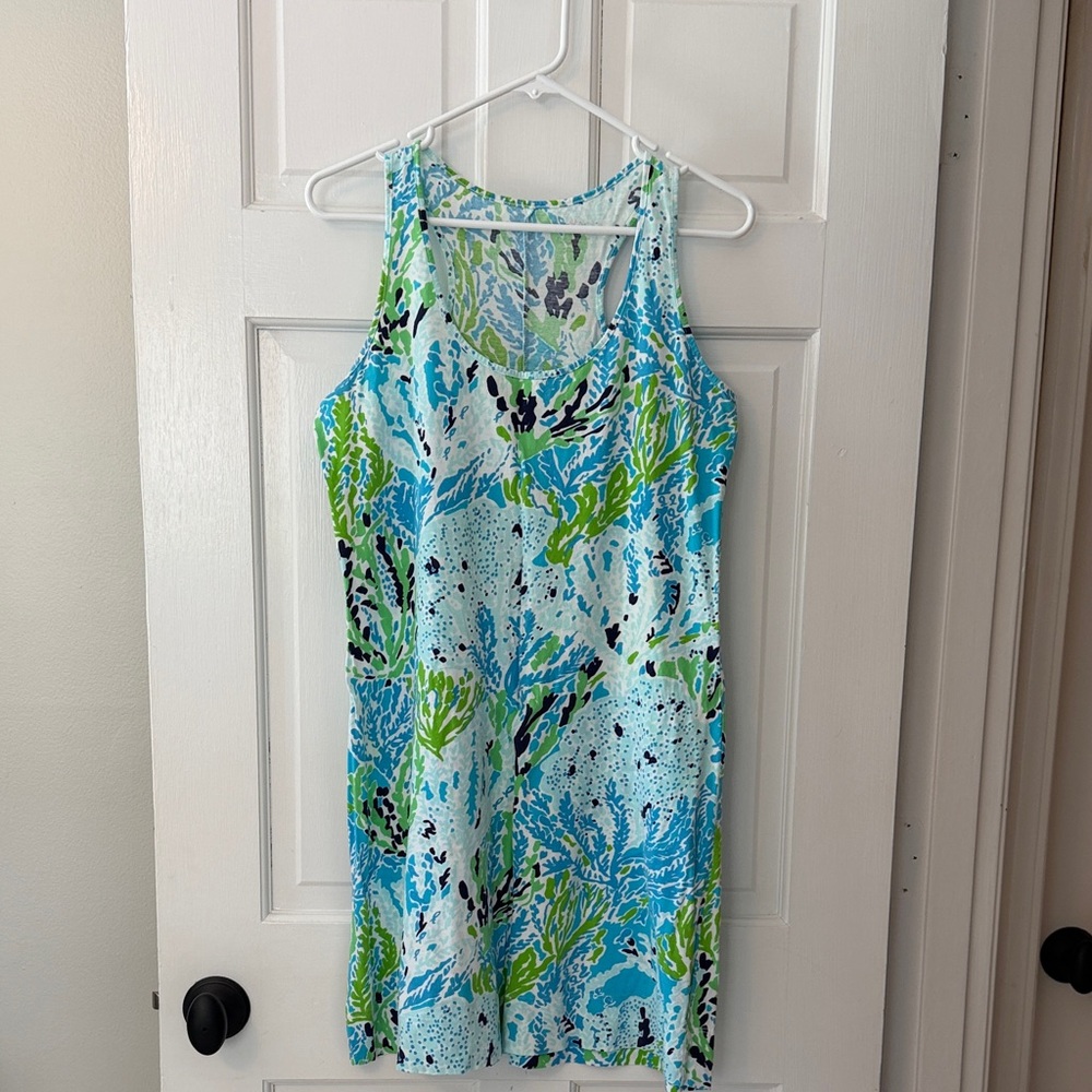Lilly Pulitzer Blue Green Coral Print Sleeveless Dress